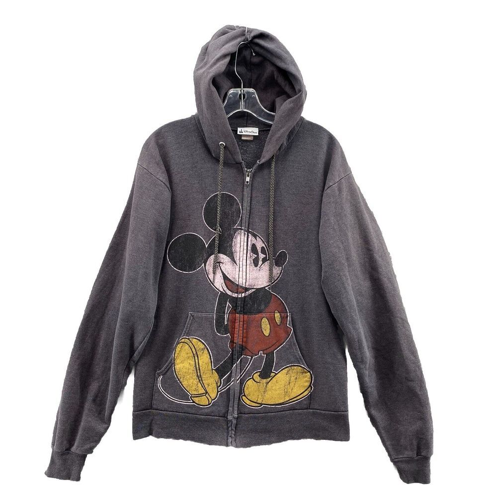 Vintage Disney Parks Hoodie Men's Medium Mickey Mouse Sweatshirt Cartoon Sweater